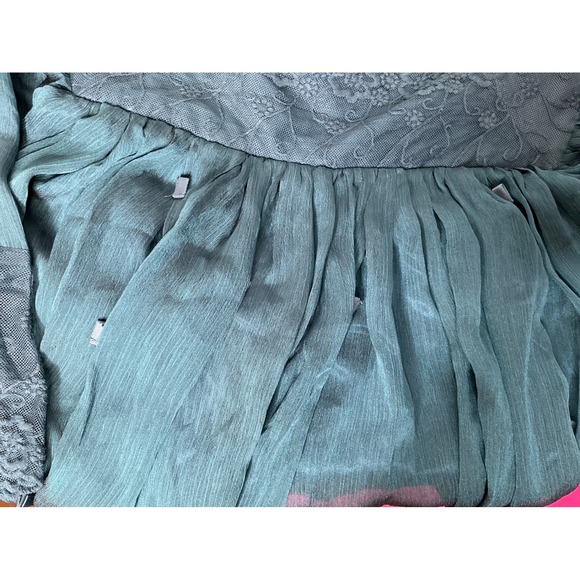 American Glamour Badgley Mischka Womens Tunic Top Sz 2X Teal Lace Flowy Boho - Picture 4 of 10